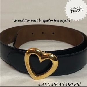 Moschino Vintage Heart Buckle Belt in Navy